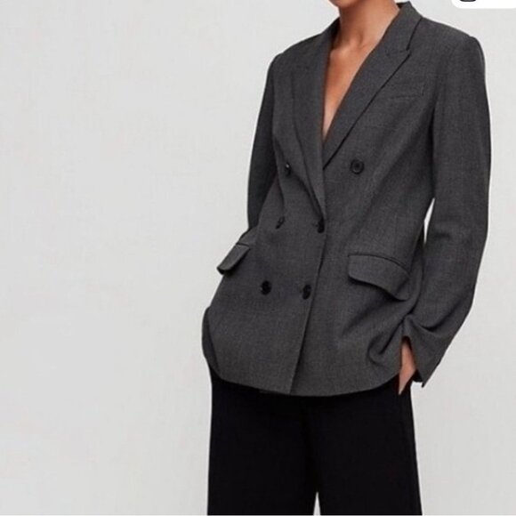 Aritzia Wilfred Gray Double Breasted Career Blazer - Picture 9 of 9